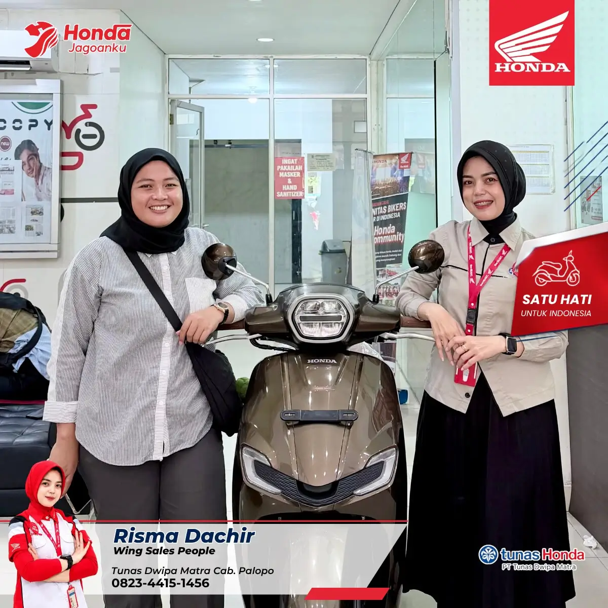 Dokumentasi penyerahan motor Honda kepada pelanggan di Palopo. Hubungi Sales Dealer Honda Palopo untuk mendapatkan harga terbaru, promo, dan pelayanan yang profesional.
