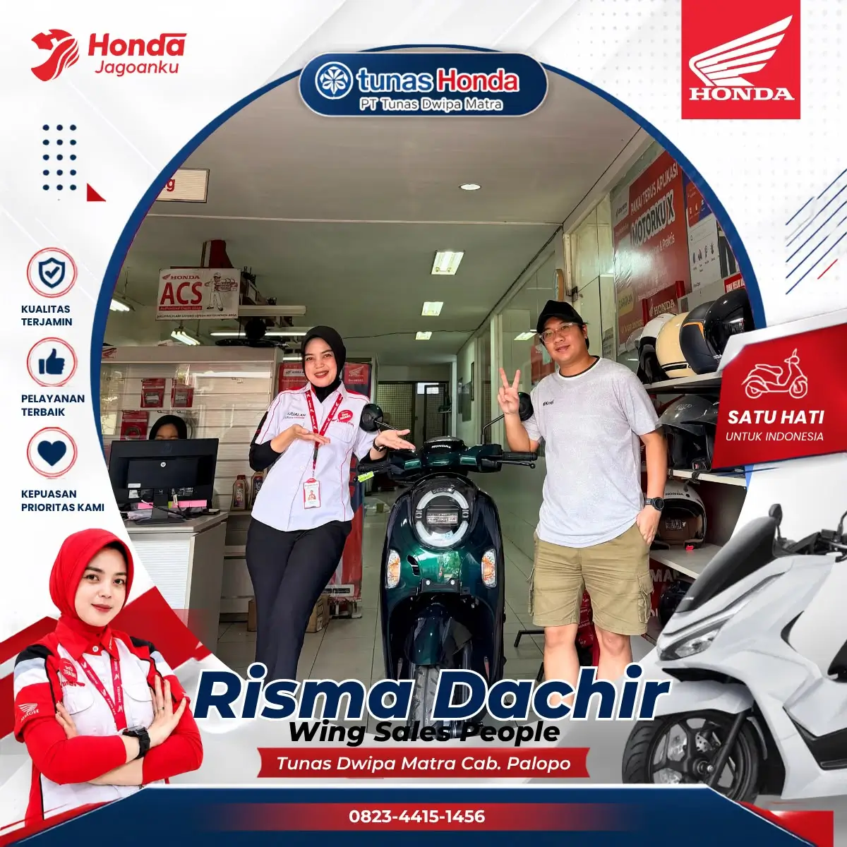 Dokumentasi serah terima motor Honda kepada pelanggan di Dealer Honda Palopo. Referensi ulasan dealer Honda Palopo dengan informasi harga, promo, dan proses pembelian yang mudah.